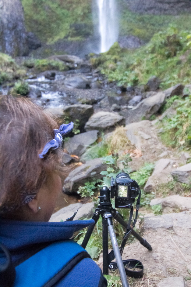 Latourell Falls seen from camera